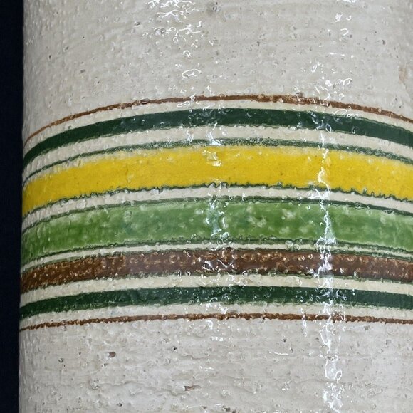 Rosenthal Netter Bitossi Striped Cylinder Pottery Vase MCM Italy Label - Picture 10 of 12